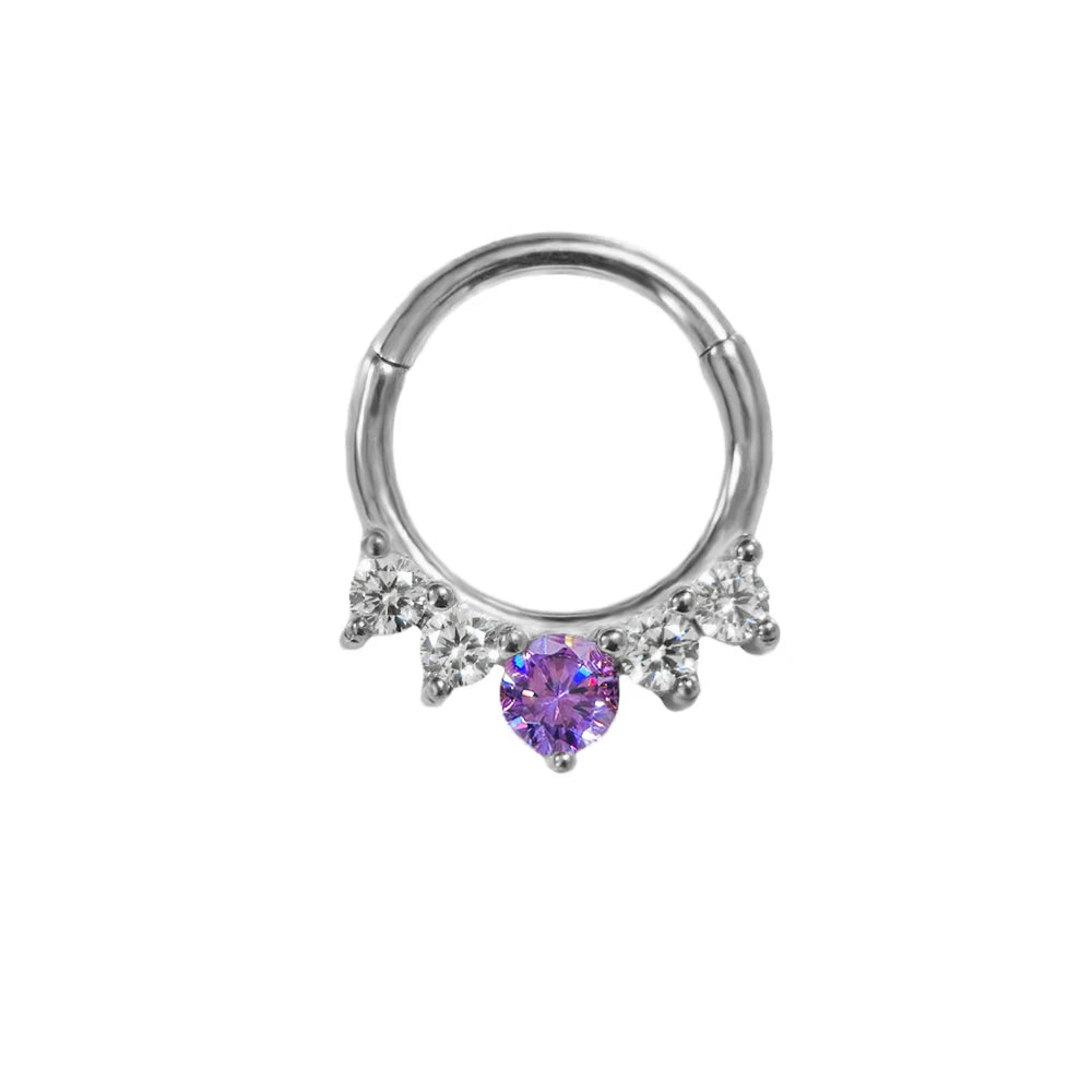 Zircon Clicker Daith Piercing Nose Ring  Ear Cartilage Helix Hoop Body Septum For Women Men 316L Surgical Steel