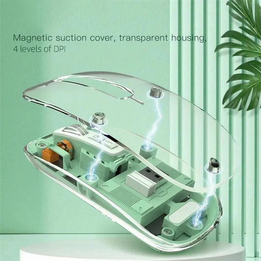 Wireless Bluetooth 5.0 Mouse Mouse 2.4G Rechargeable Mouse Transparent Shell Mice Mouse 2400DPI Game Mouse For PC Laptop Tablet