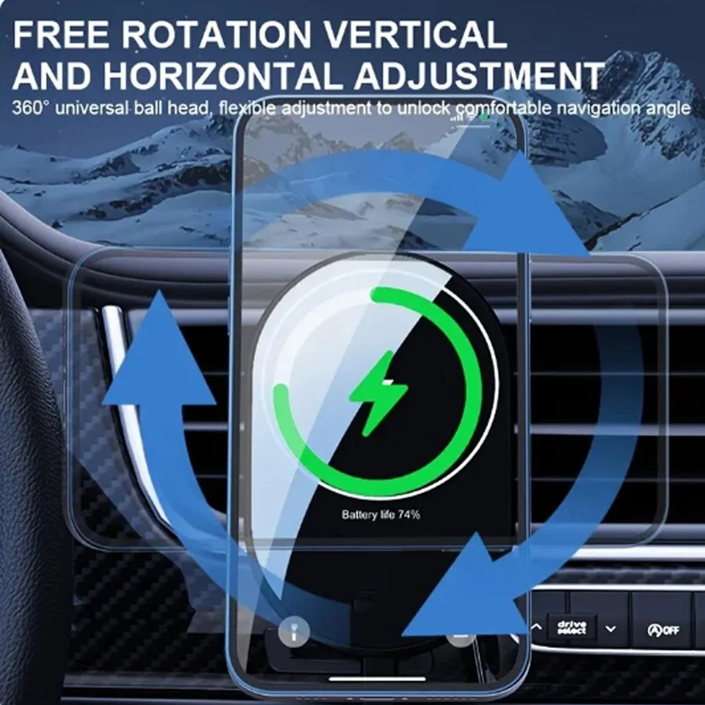 100W Car Phone Holder Wireless Charger Car Mount Magnetic Car Chargers Wireless For iPhone 15 14 13 12 Pro Max XS Xiaomi Samsung