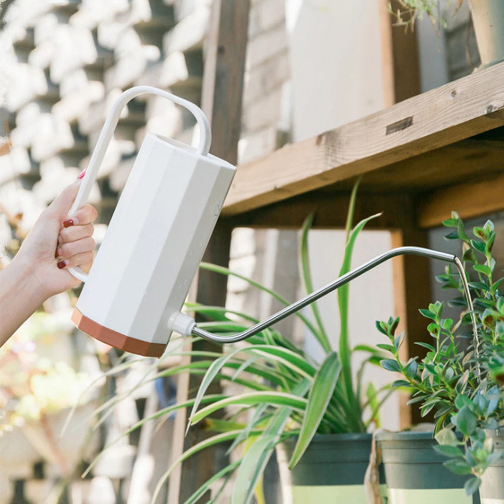 1L Plant Watering Can Stainless Steel Curved Mouth Flowers Watering Can Portable Multi-function Bonsai Garden Sprinkler Bottle