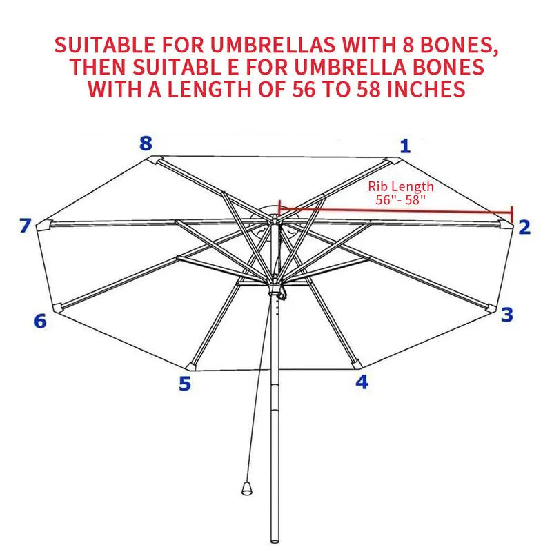 Parasol Patio Umbrella Replaceable Cloth Beach Canopy Summer Outdoor Garden Uv Protection Sunshade Umbrella Top Cloth 6/8 Ribs