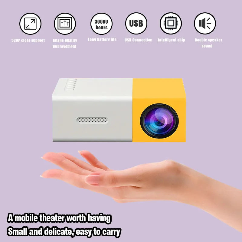 Portable LED projector Equip 72 lnch Screen and Bracket Dlp Full Hd 1000 Lumen Home Theater Media Player Outdoor Mini Projector