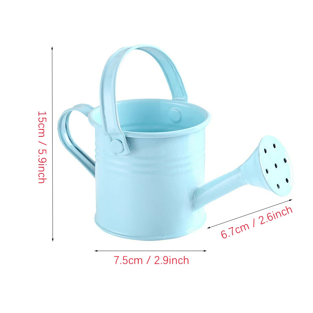 1Pcs Metal Watering Can Garden Flower Kettle Mini Small Water Spraying Pot Sprinkle with Large Capacity For Kids Adult