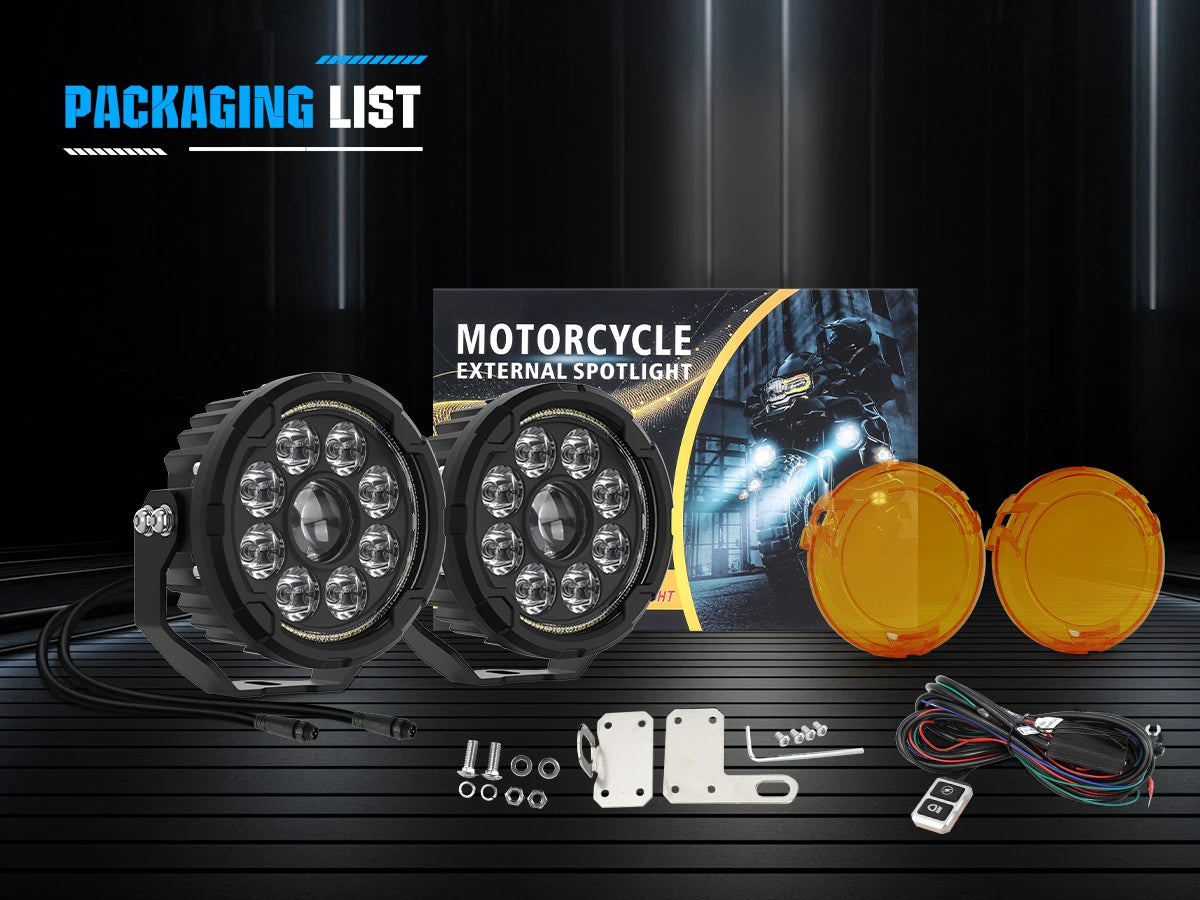 [Strobe] 4.5 Inch Motorcycle Auxiliary LED Fog Light with DRL LED Driving Spotlight Kit with Wire Harness