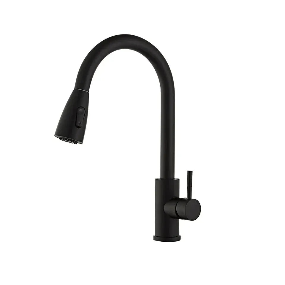 Stainless Steel Lead-Free Environmentally Friendly Kitchen Composite Pull-Out Faucet (Black) With Second Level Water Outlet