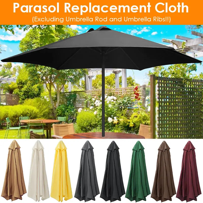 Parasol Patio Umbrella Replaceable Cloth Beach Canopy Summer Outdoor Garden Uv Protection Sunshade Umbrella Top Cloth 6/8 Ribs