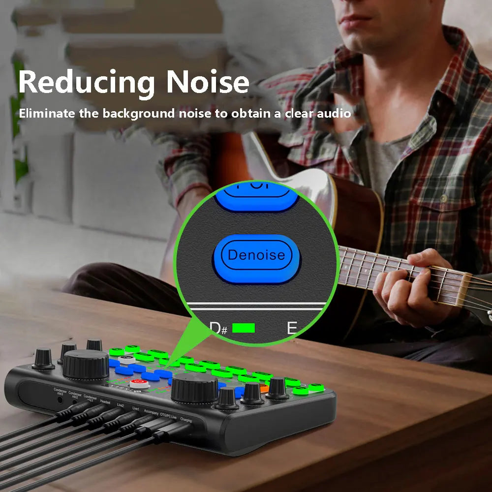 Voice Changer Sound Card with Multiple Sound Effects Sound Mixer Board X60 Sound Card for Live Streaming Music Recording