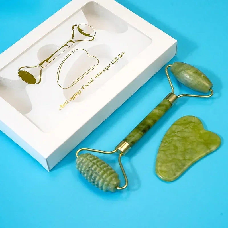 Natural Jade Roller Massager for Face Roller facial liftting Anti-wrinkle Gua Sha Jade Stone Face Massager Beauty Skin Care Tool
