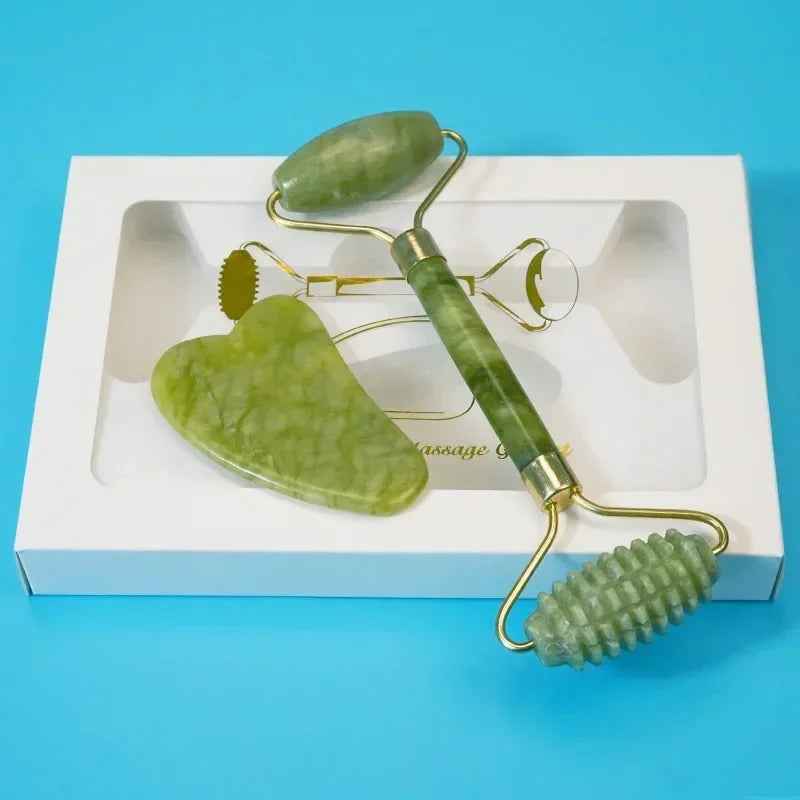 Natural Jade Roller Massager for Face Roller facial liftting Anti-wrinkle Gua Sha Jade Stone Face Massager Beauty Skin Care Tool