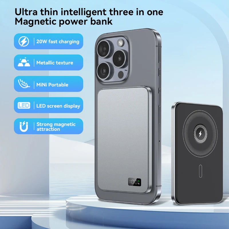 10000mah Fast Charging External Battery Ultra Thin Power Bank For Magnetic Wireless Portable Battery For Iphone Samsung Xiaomi