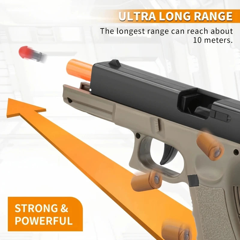(USA shipment)Soft Bullet Toy Gun - Semi-Automatic Handgun with Shell Ejection and Auto Rebound， Tactical Target Shooting Game