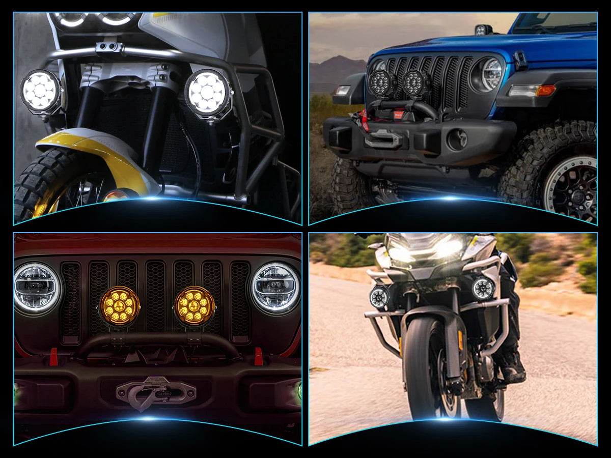 [Strobe] 4.5 Inch Motorcycle Auxiliary LED Fog Light with DRL LED Driving Spotlight Kit with Wire Harness