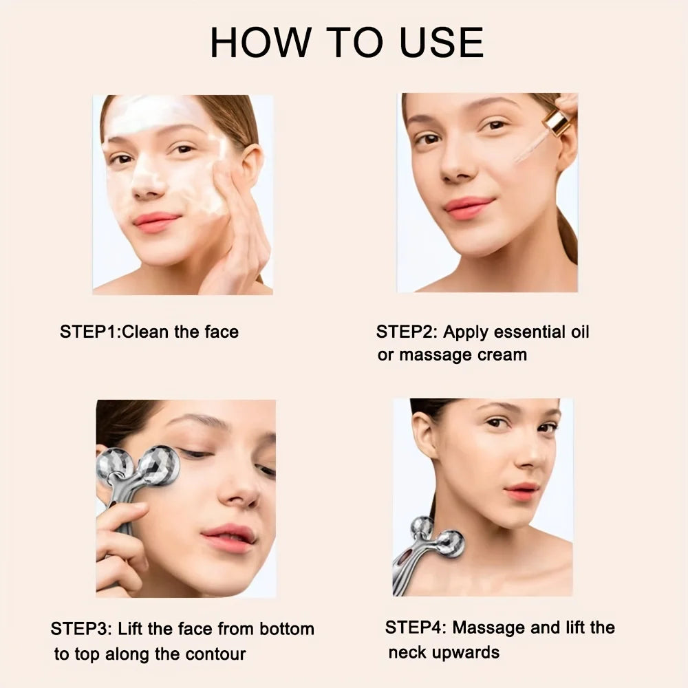 3D Roller Massager Facial Beauty Device For Muscle Lifting & Skin Care, Manual Massager For Women Men