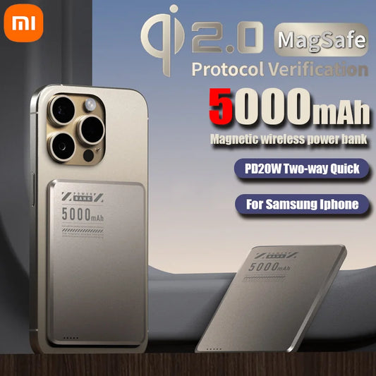 Xiaomi Super Slim Magnetic Power Bank 5000mAh Alloy Shell Battery Qi2 Fast Chargeing PowerBank For MagSafe iPhone Samsung Huawei