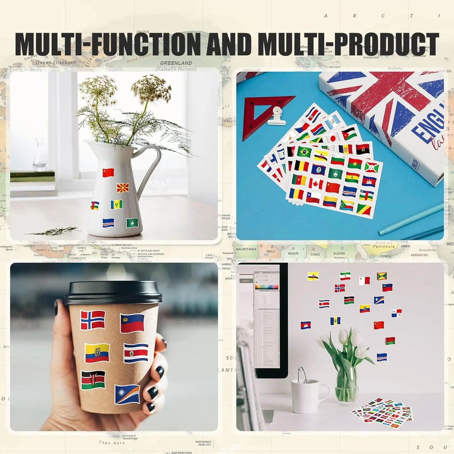 192 Countries World Flag Stickers Self-Adhesive World Country Travel Labels Face Stickers for Journal Party Passport Stickers
