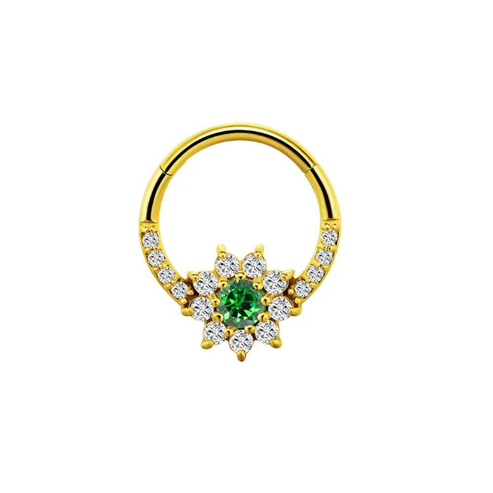Zircon Clicker Daith Piercing Nose Ring  Ear Cartilage Helix Hoop Body Septum For Women Men 316L Surgical Steel