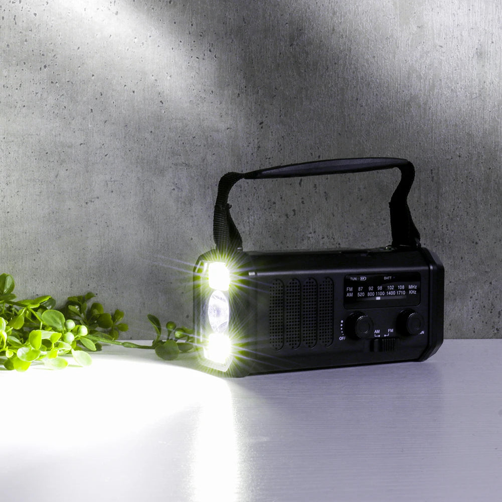 10000mAh Emergency Solar Power Radio USB Charging Hand Crank Dynamo Flashlight FM AM WB NOAA Weather Radio Power Bank