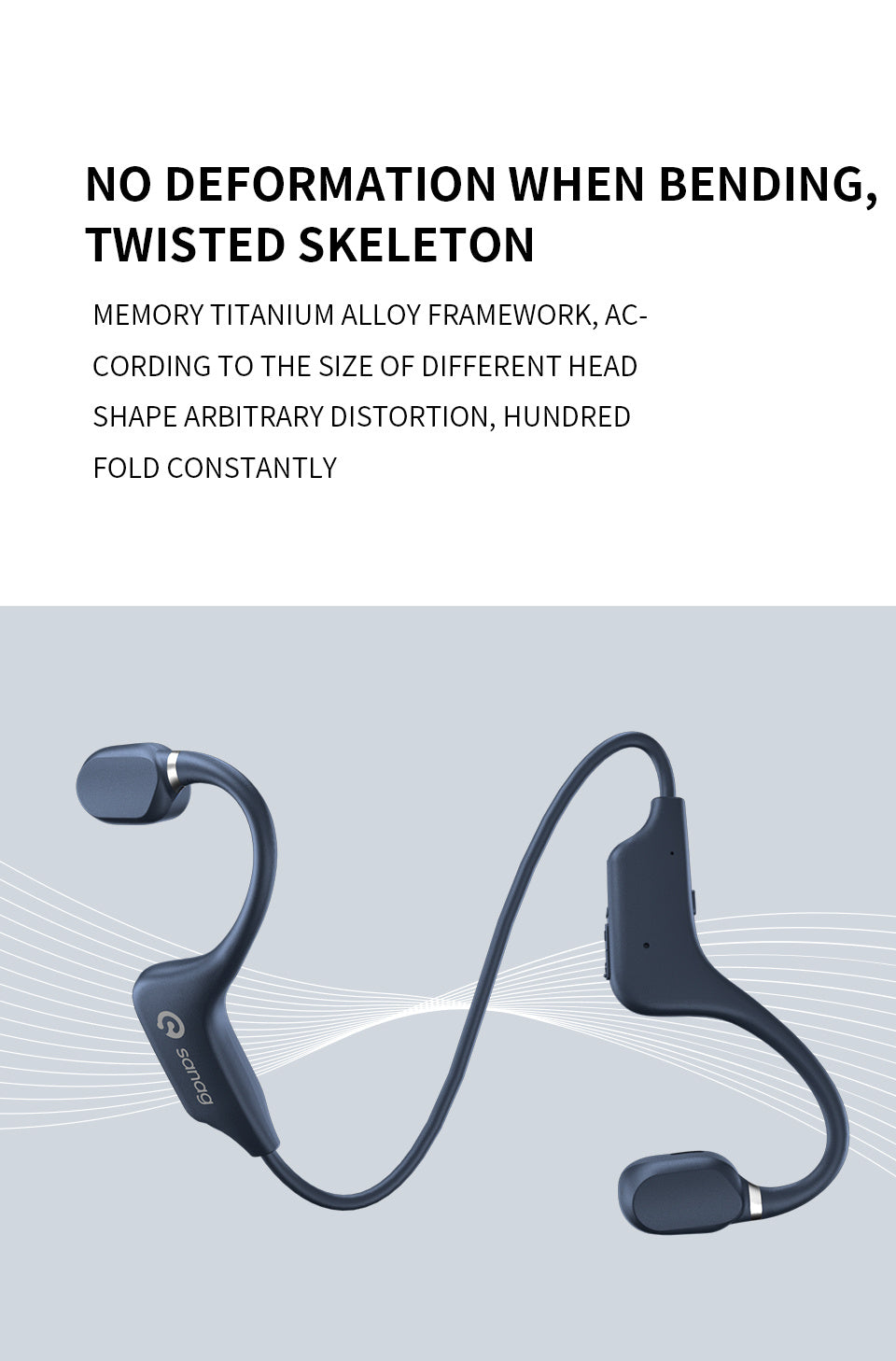 Sanag A5X True Bone Conduction Open Ear Wireless Sport Headphones - Immersive 3D Stereo Sound, Sweatproof, Lightweight, Long Battery Life - Ideal for Running, Jogging, Cycling, and Fitness Enthusiasts