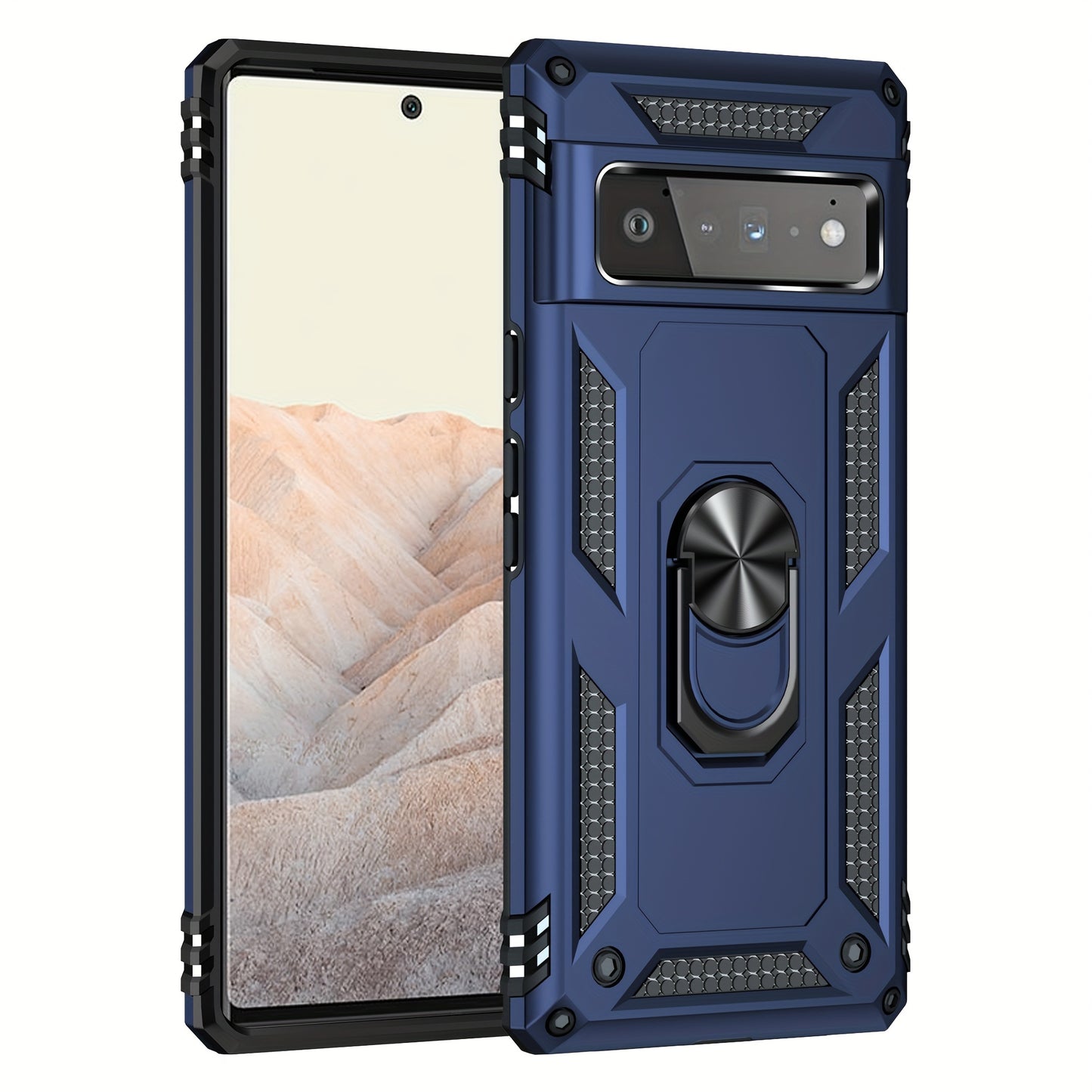 TPU+PC Two-in-one Ring Bracket Anti-fall Phone Case - Suitable For Google 3A/3A XL/4A/4A 5g/Pixel 5/5A 5g/Pixel 6/6 Pro/6A/Pixel 7/7Pro/7A/Pixel 8/8PRO - For Men & Women - Protect Your Phone - Perfect Gift for Tech Lovers