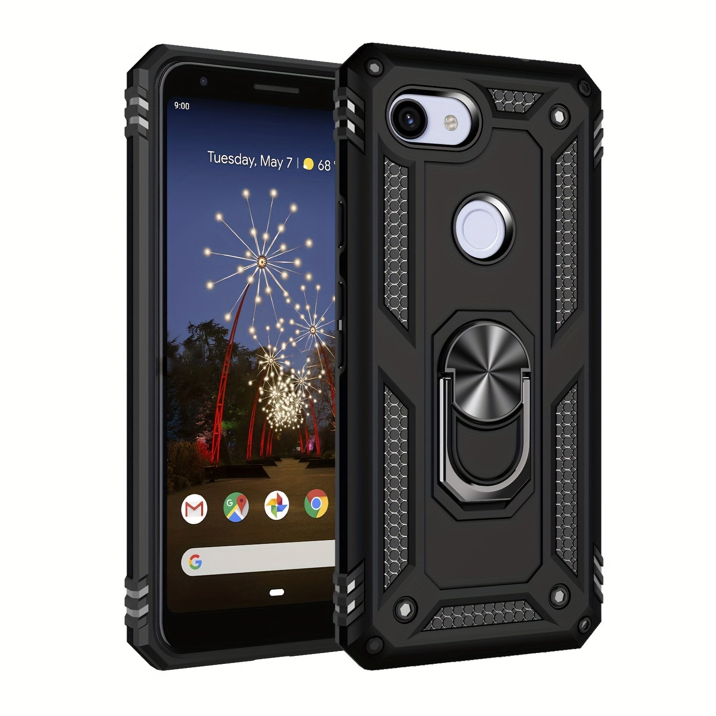TPU+PC Two-in-one Ring Bracket Anti-fall Phone Case - Suitable For Google 3A/3A XL/4A/4A 5g/Pixel 5/5A 5g/Pixel 6/6 Pro/6A/Pixel 7/7Pro/7A/Pixel 8/8PRO - For Men & Women - Protect Your Phone - Perfect Gift for Tech Lovers