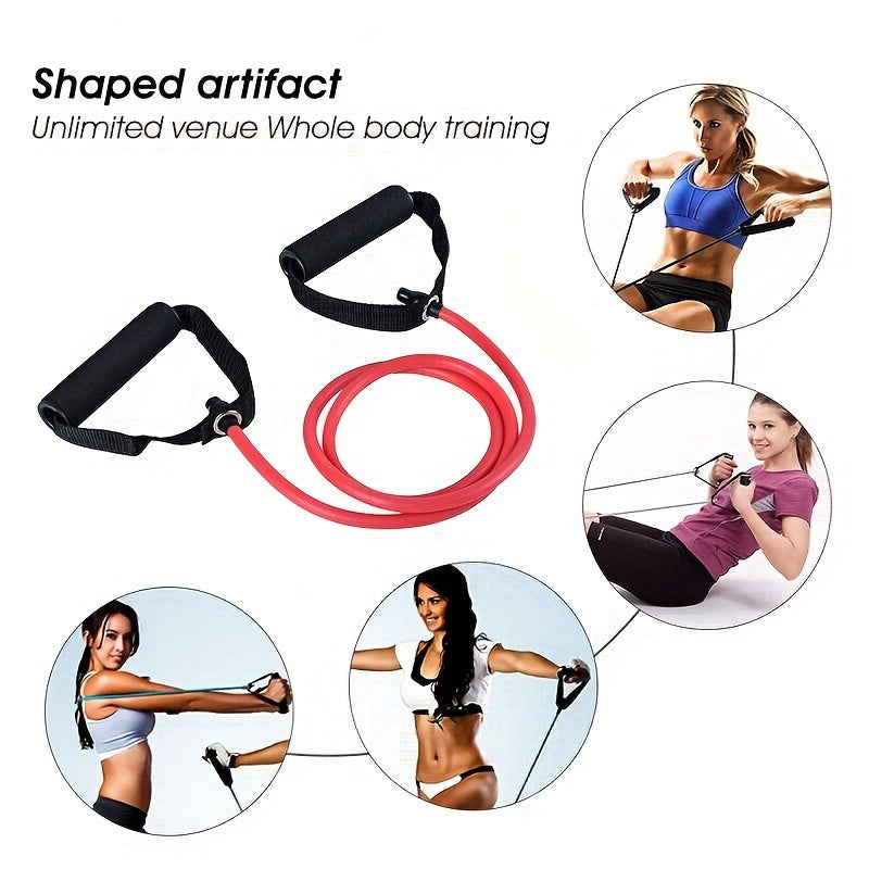 [1pc Premium U-Shaped Resistance Band] 1pc Premium TPE Resistance Band - U-Shaped, Elastic Fitness Rope with Comfort Handles in Red/Green/Black - Ideal for Home Workouts & Strength Training