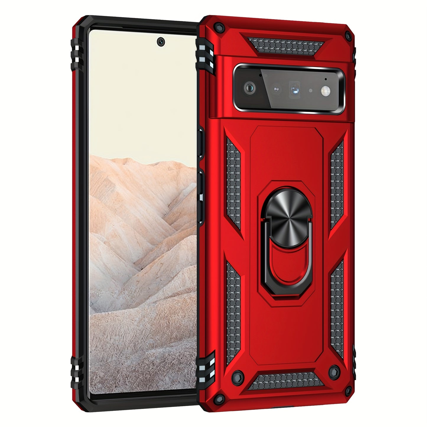 TPU+PC Two-in-one Ring Bracket Anti-fall Phone Case - Suitable For Google 3A/3A XL/4A/4A 5g/Pixel 5/5A 5g/Pixel 6/6 Pro/6A/Pixel 7/7Pro/7A/Pixel 8/8PRO - For Men & Women - Protect Your Phone - Perfect Gift for Tech Lovers