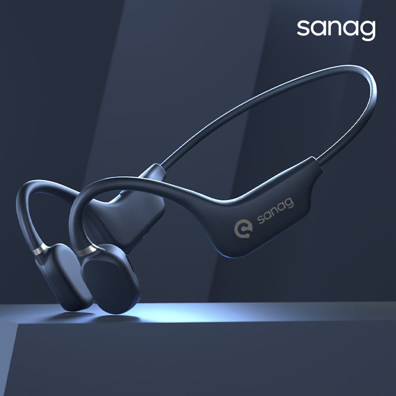 Sanag A5X True Bone Conduction Open Ear Wireless Sport Headphones - Immersive 3D Stereo Sound, Sweatproof, Lightweight, Long Battery Life - Ideal for Running, Jogging, Cycling, and Fitness Enthusiasts