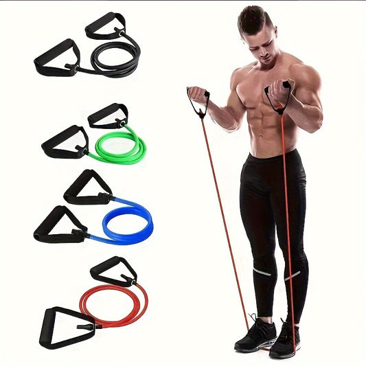 [1pc Premium U-Shaped Resistance Band] 1pc Premium TPE Resistance Band - U-Shaped, Elastic Fitness Rope with Comfort Handles in Red/Green/Black - Ideal for Home Workouts & Strength Training