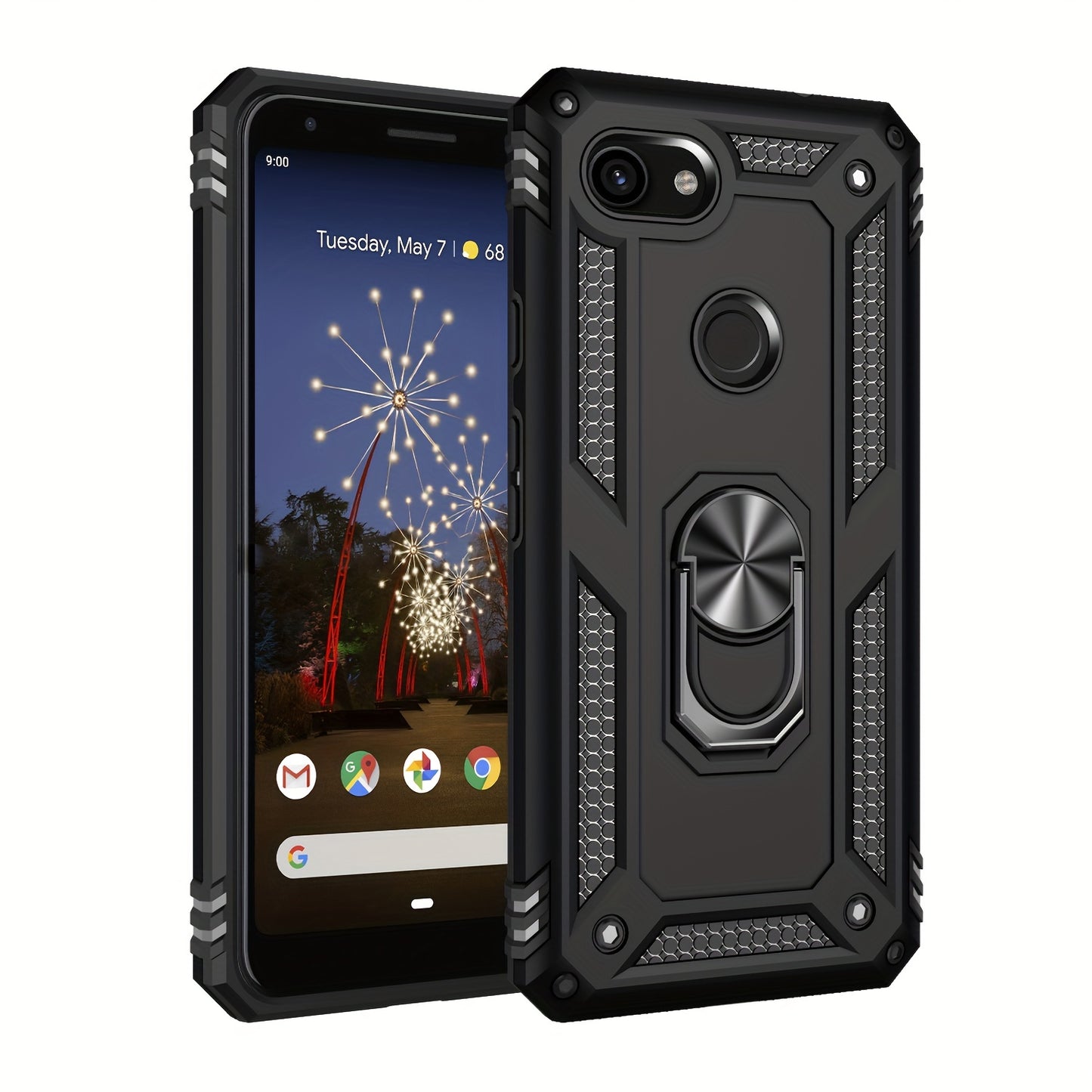 TPU+PC Two-in-one Ring Bracket Anti-fall Phone Case - Suitable For Google 3A/3A XL/4A/4A 5g/Pixel 5/5A 5g/Pixel 6/6 Pro/6A/Pixel 7/7Pro/7A/Pixel 8/8PRO - For Men & Women - Protect Your Phone - Perfect Gift for Tech Lovers